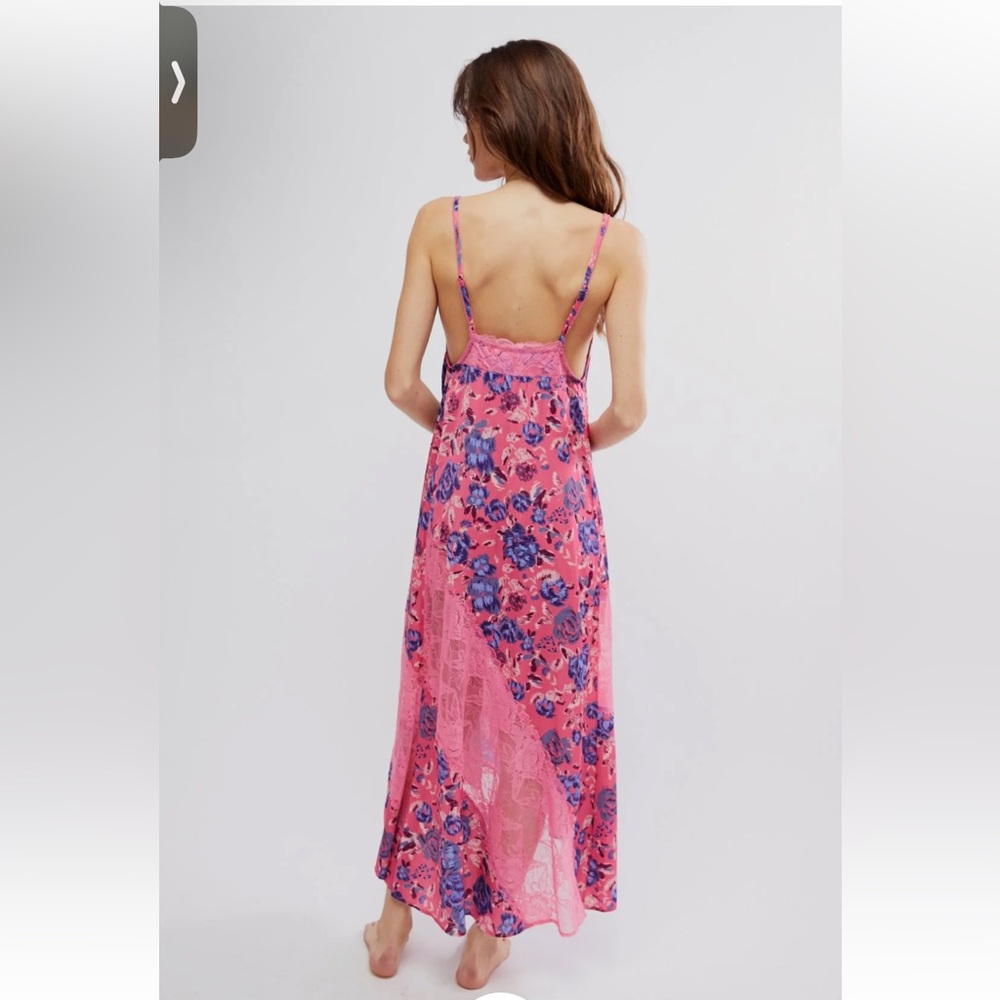 Free People First Date Printed Maxi Slip Dress in Sweet Pink Combo, XS - Picture 3 of 10
